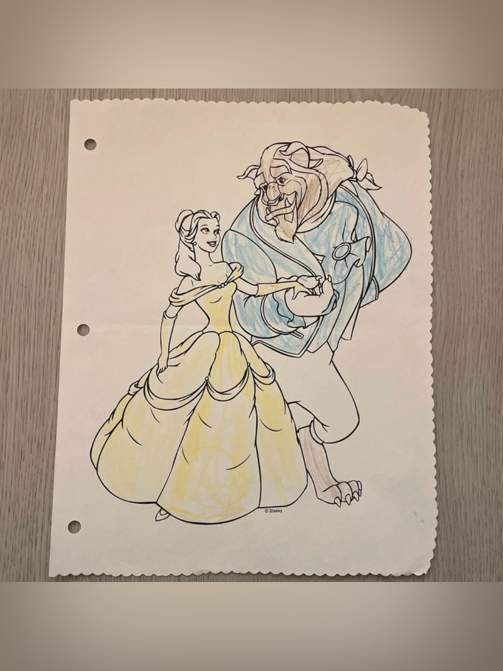 Beauty and the Beast colored paper total of 1 page